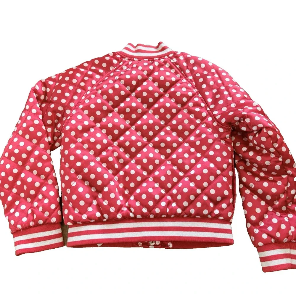 Disney Minnie Mouse Quilted Jacket Red White Polka Dots Girls sz 5/6 Disneyland